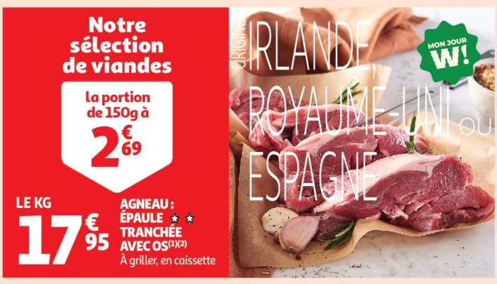 AGNEAU : ÉPAULE TRANCHÉE AVEC OS