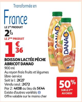 Boisson Lactée Pêche Abricot Danao