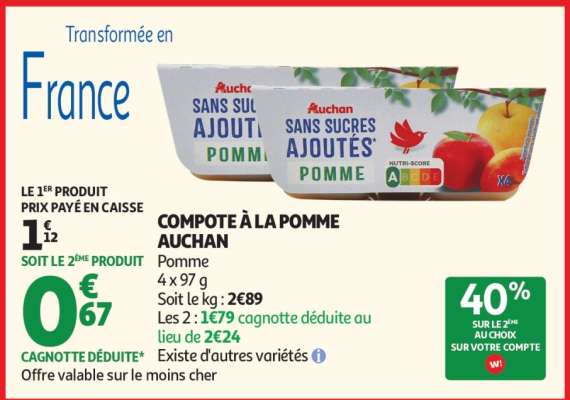COMPOTE À LA POMME AUCHAN