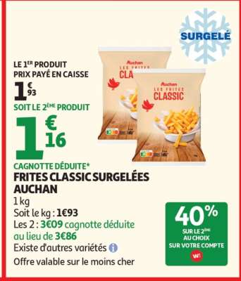 Frites Classic Surgelées Auchan