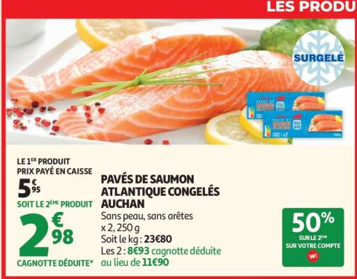Pavés De Saumon Atlantique Congelés Auchan