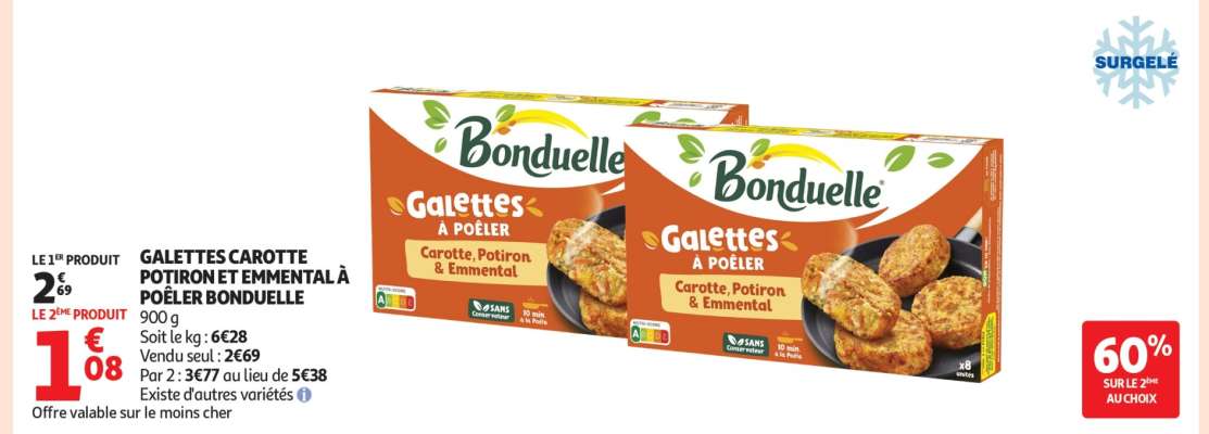 GALETTES CAROTTE POTIRON ET EMMENTAL À POÊLER BONDUELLE