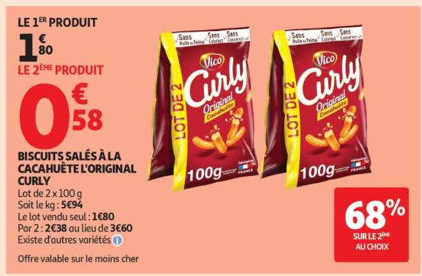 Biscuits salés à la cacahuète l'Original Curly