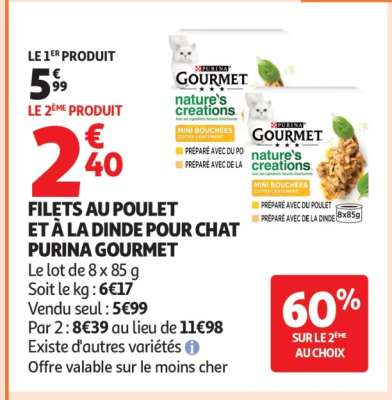 Filets au poulet et à la dinde pour chat Purina Gourmet