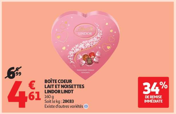 BOÎTE COEUR LAIT ET NOISETTES LINDOR LINDT