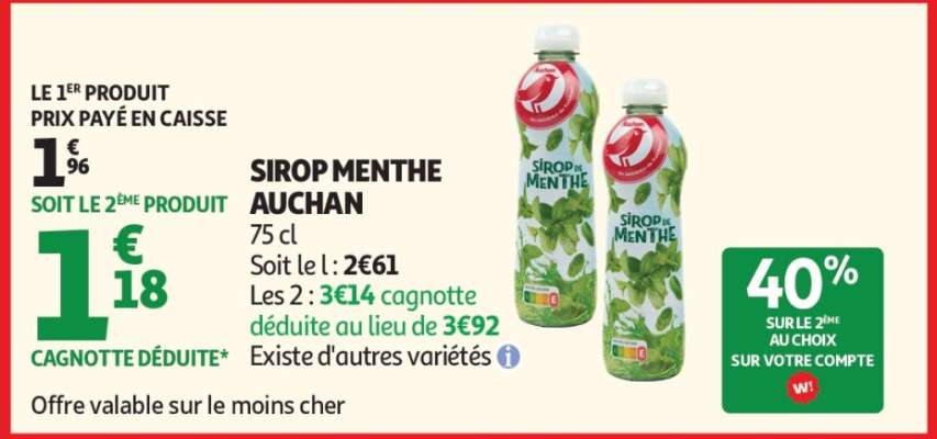 SIROP MENTHE AUCHAN