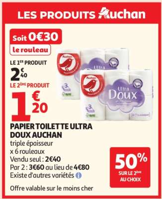 PAPIER TOILETTE ULTRA DOUX AUCHAN