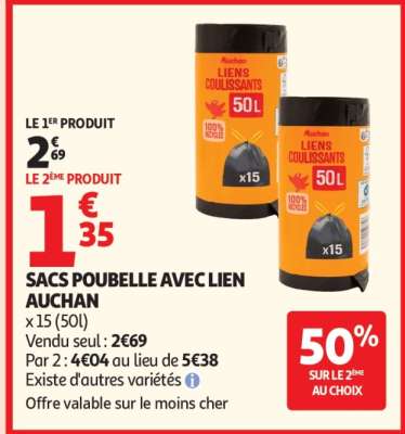 SACS POUBELLE AVEC LIEN AUCHAN