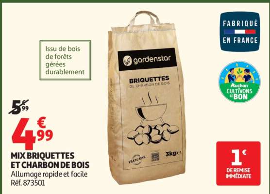 MIX BRIQUETTES ET CHARBON DE BOIS
