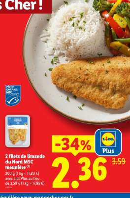 2 filets de limande du Nord MSC meunière