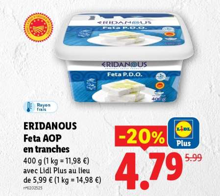 ERIDANOUS Feta AOP en tranches