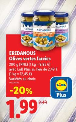 ERIDANOUS Olives vertes farcies