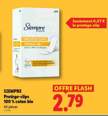 SIEMPRE Protège-slips 100 % coton bio