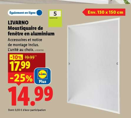 LIVARNO Moustiquaire de fenêtre en aluminium