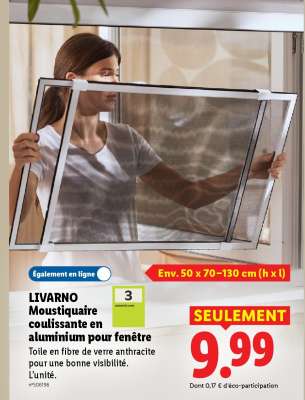 LIVARNO Moustiquaire coulissante en aluminium pour fenêtre