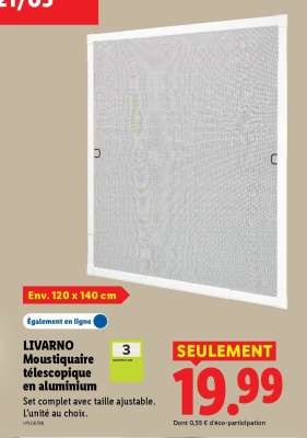 LIVARNO Moustiquaire télescopique en aluminium