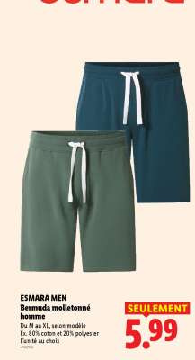 ESMARA MEN Bermuda molletonné homme