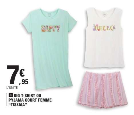 BIG T-SHIRT OU PYJAMA COURT FEMME "TISSAIA"