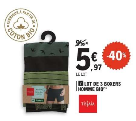 Lot de 3 Boxers Homme Bio