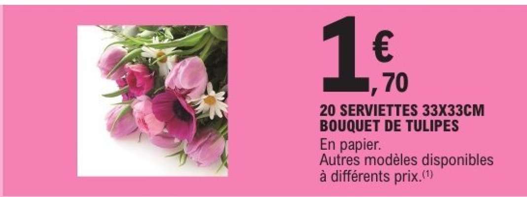 20 SERVIETTES 33X33CM BOUQUET DE TULIPES