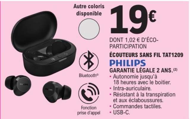 ÉCOUTEURS SANS FIL TAT1209 PHILIPS