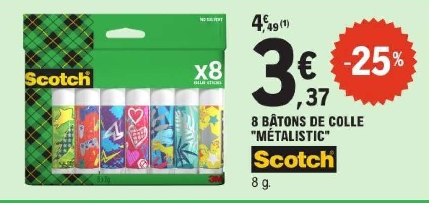 8 BÂTONS DE COLLE "MÉTALISTIC"