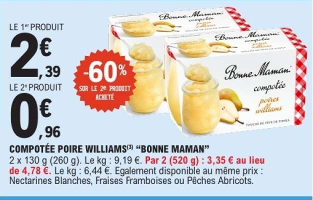 COMPOTÉE POIRE WILLIAMS “BONNE MAMAN”