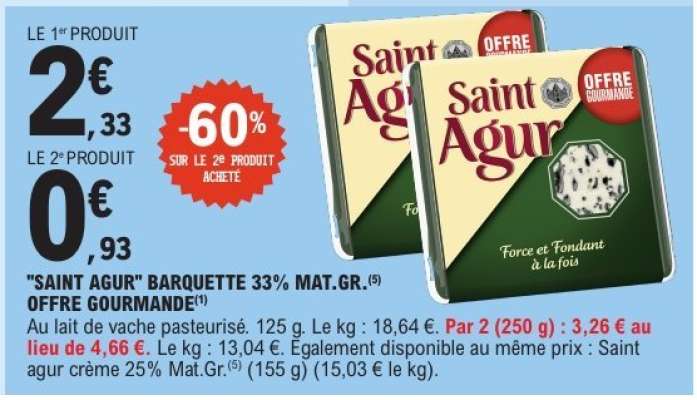 SAINT AGUR BARQUETTE 33% MAT.GR.
