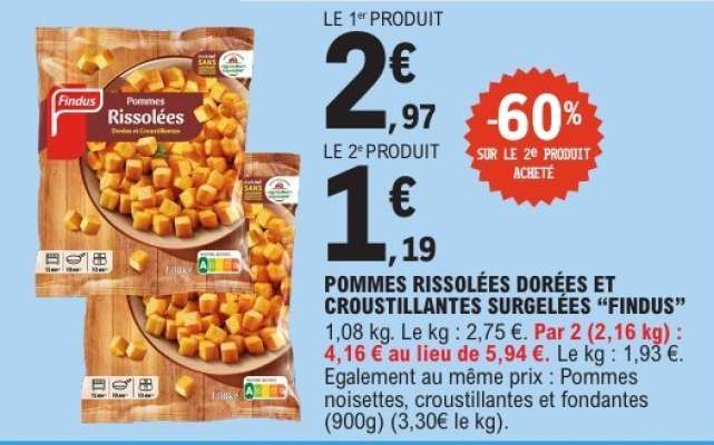 Pommes Rissolées Dorées et Croustillantes Surgelées “Findus”