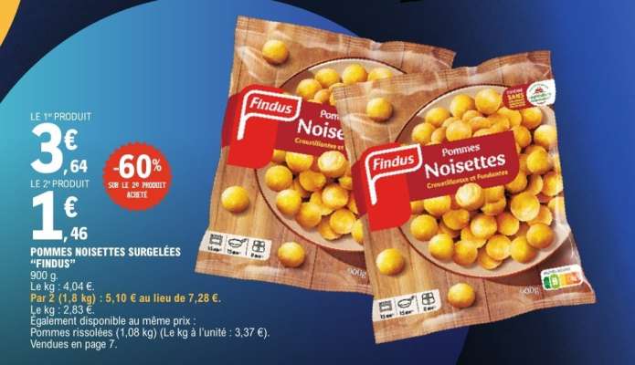 POMMES NOISETTES SURGELÉES FINDUS