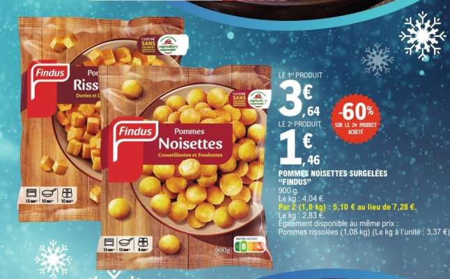 POMMES NOISETTES SURGELÉES FINDUS