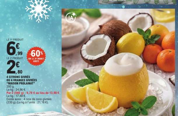 4 CITRONS GIVRÉS OU 4 ORANGES GIVRÉES “MAISON PROLINAIT”