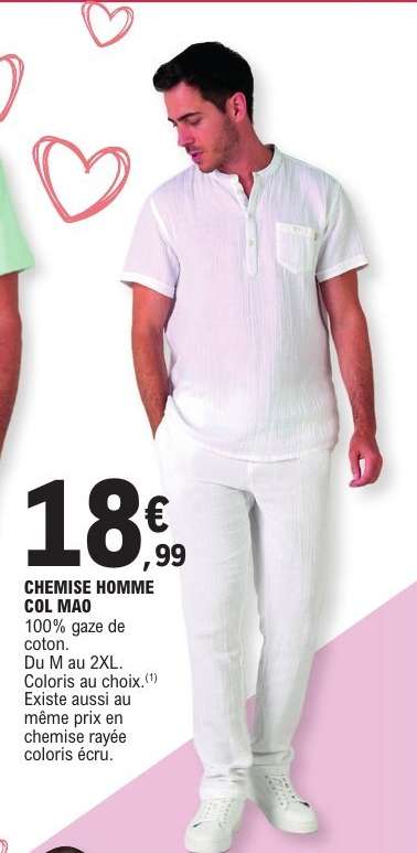 CHEMISE HOMME COL MAO