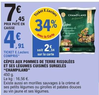CÈPES AUX POMMES DE TERRE RISSOLÉES ET SES LÉGUMES CUISINÉS SURGELÉS “CHAMPILAND”