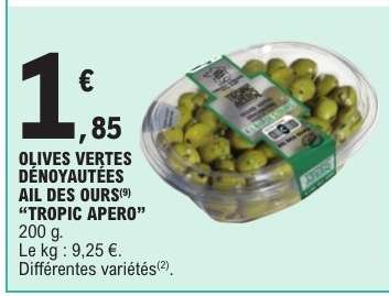 Olives vertes dénoyautées ail des ours "Tropic Apero"