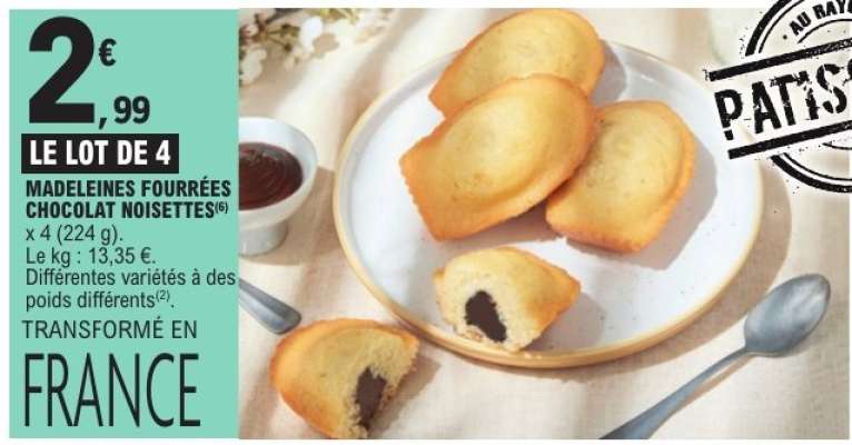 Madeleines fourrées chocolat noisettes