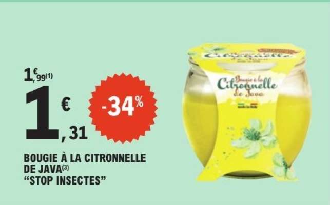 BOUGIE À LA CITRONNELLE DE JAVA "STOP INSECTES"