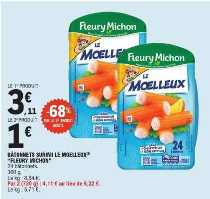 BÂTONNETS SURIMI LE MOELLEUX “FLEURY MICHON”