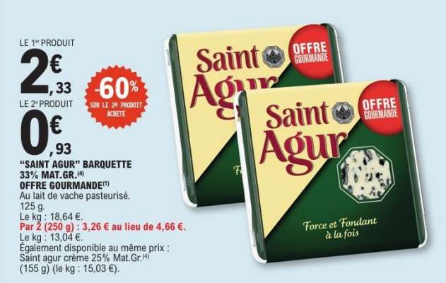 SAINT AGUR BARQUETTE 33% MAT.GR.