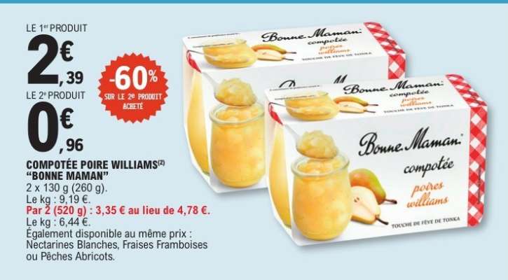 COMPOTÉE POIRE WILLIAMS “BONNE MAMAN”