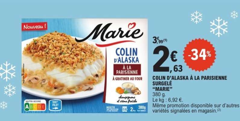 COLIN D'ALASKA À LA PARISIENNE SURGELÉ “MARIE”