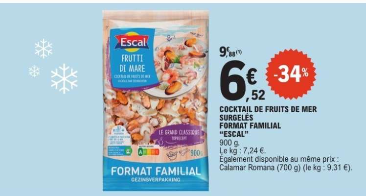 COCKTAIL DE FRUITS DE MER SURGELÉS FORMAT FAMILIAL “ESCAL”
