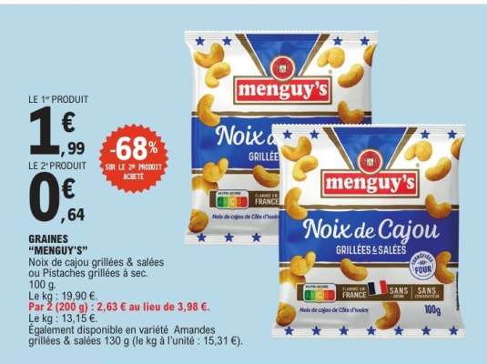 Noix de cajou grillées salées