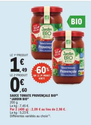 SAUCE TOMATE PROVENÇALE BIO "JARDIN BIO"
