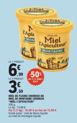Miel de fleurs cremeux ou miel de montagne cremeux 'Miel l'Apiculteur'