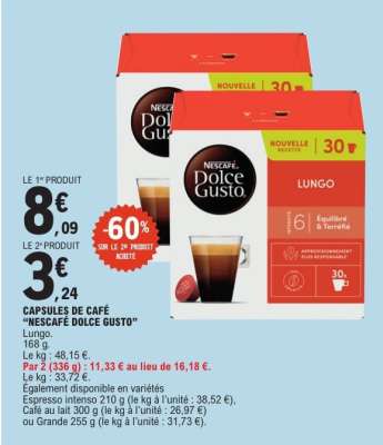 CAPSULES DE CAFÉ "NESCAFÉ DOLCE GUSTO"