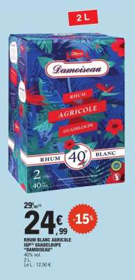 Rhum Blanc Agricole IGP Guadeloupe “Damoiseau”