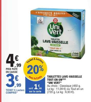 TABLETTES LAVE-VAISSELLE TOUT-EN-UN «UNI VERT»