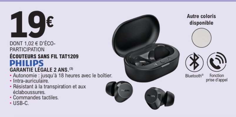 ÉCOUTEURS SANS FIL TAT1209 PHILIPS