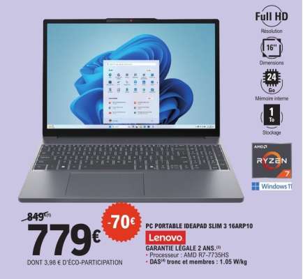 PC PORTABLE IDEAPAD SLIM 3 16ARP10